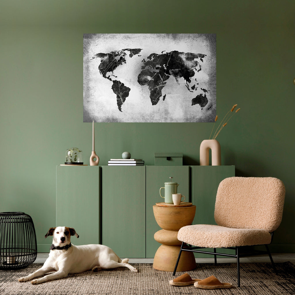 SHADOWED CONTINENTS Peel and Stick Horizontal Poster