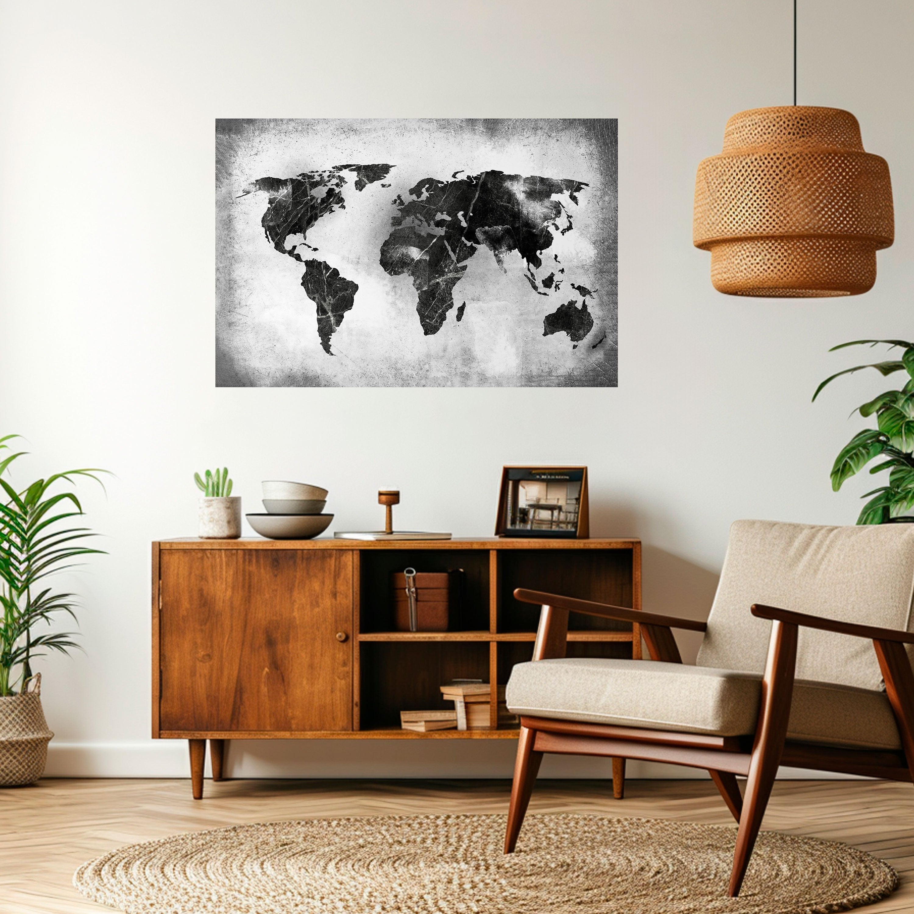 SHADOWED CONTINENTS Peel and Stick Horizontal Poster