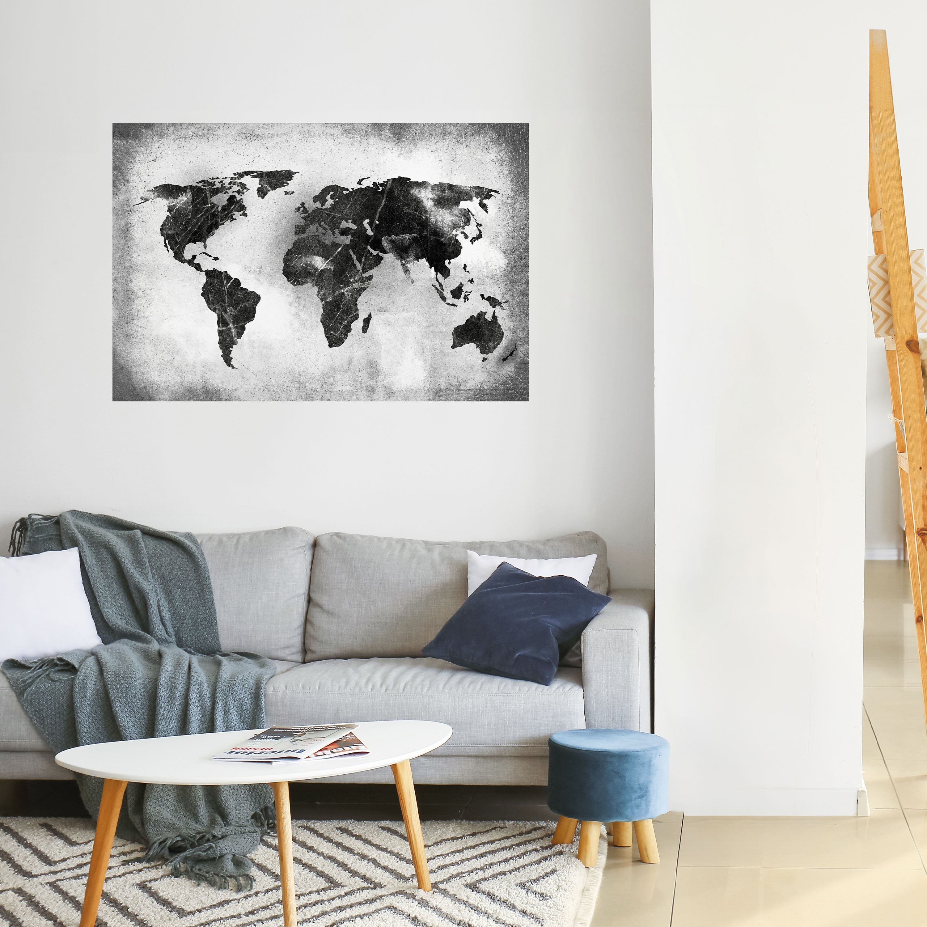 SHADOWED CONTINENTS Peel and Stick Horizontal Poster