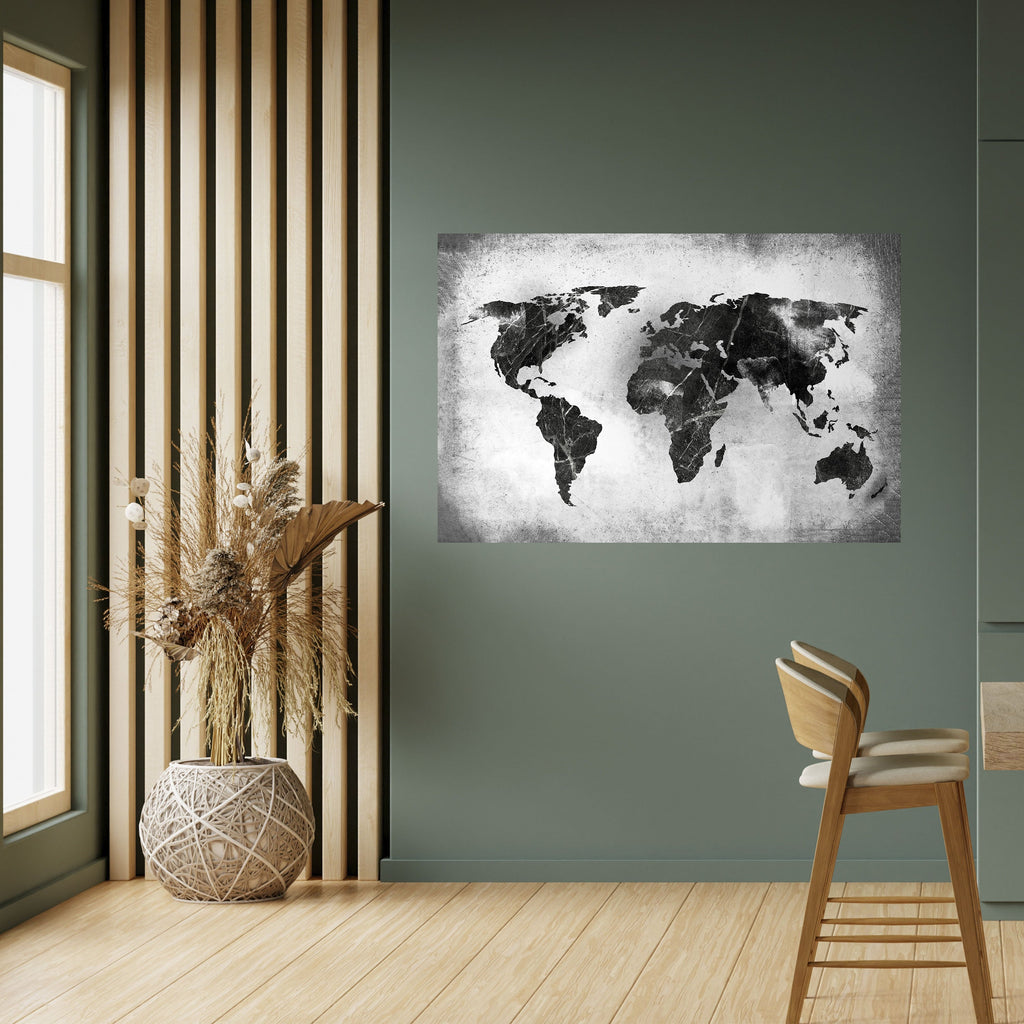 SHADOWED CONTINENTS Peel and Stick Horizontal Poster