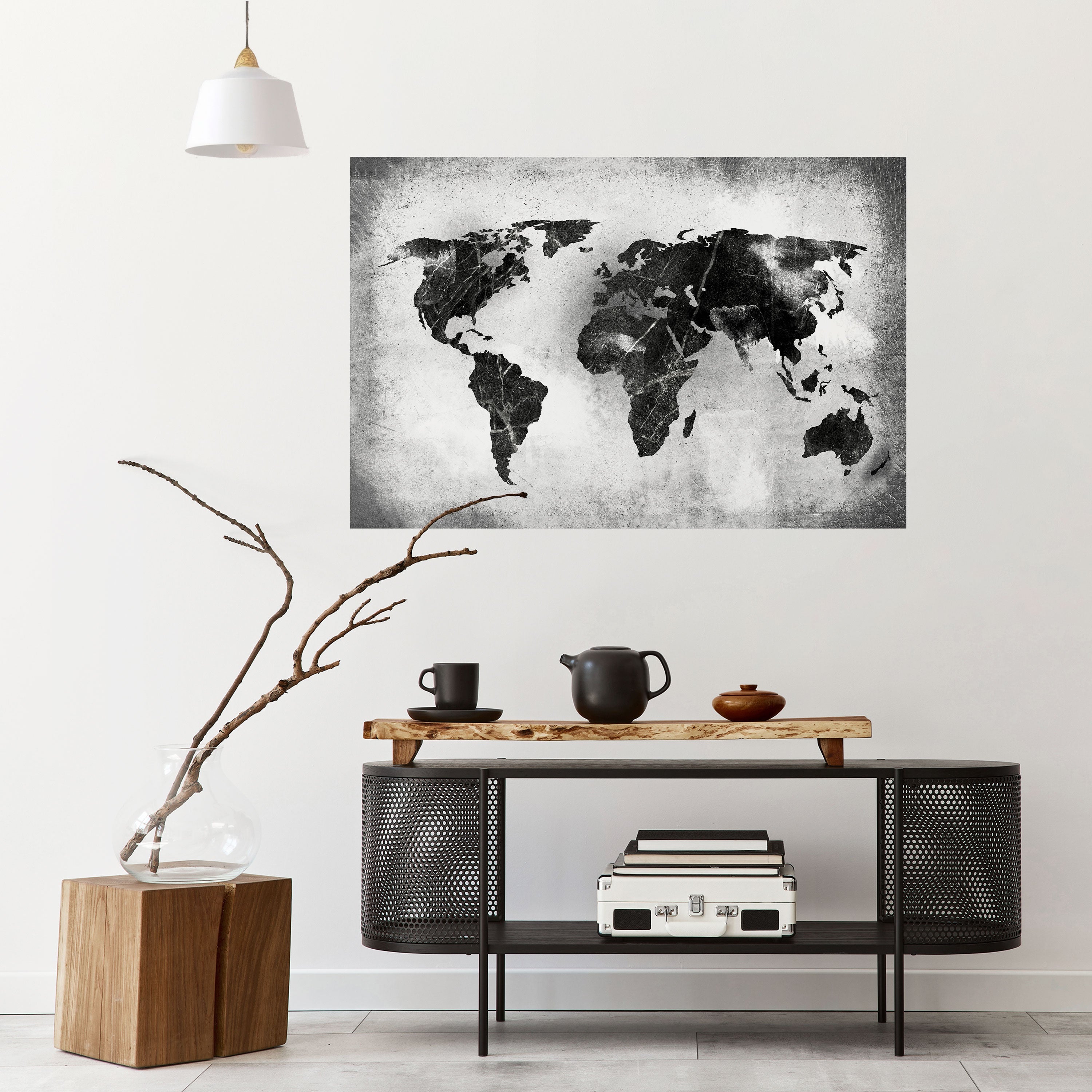 SHADOWED CONTINENTS Peel and Stick Horizontal Poster