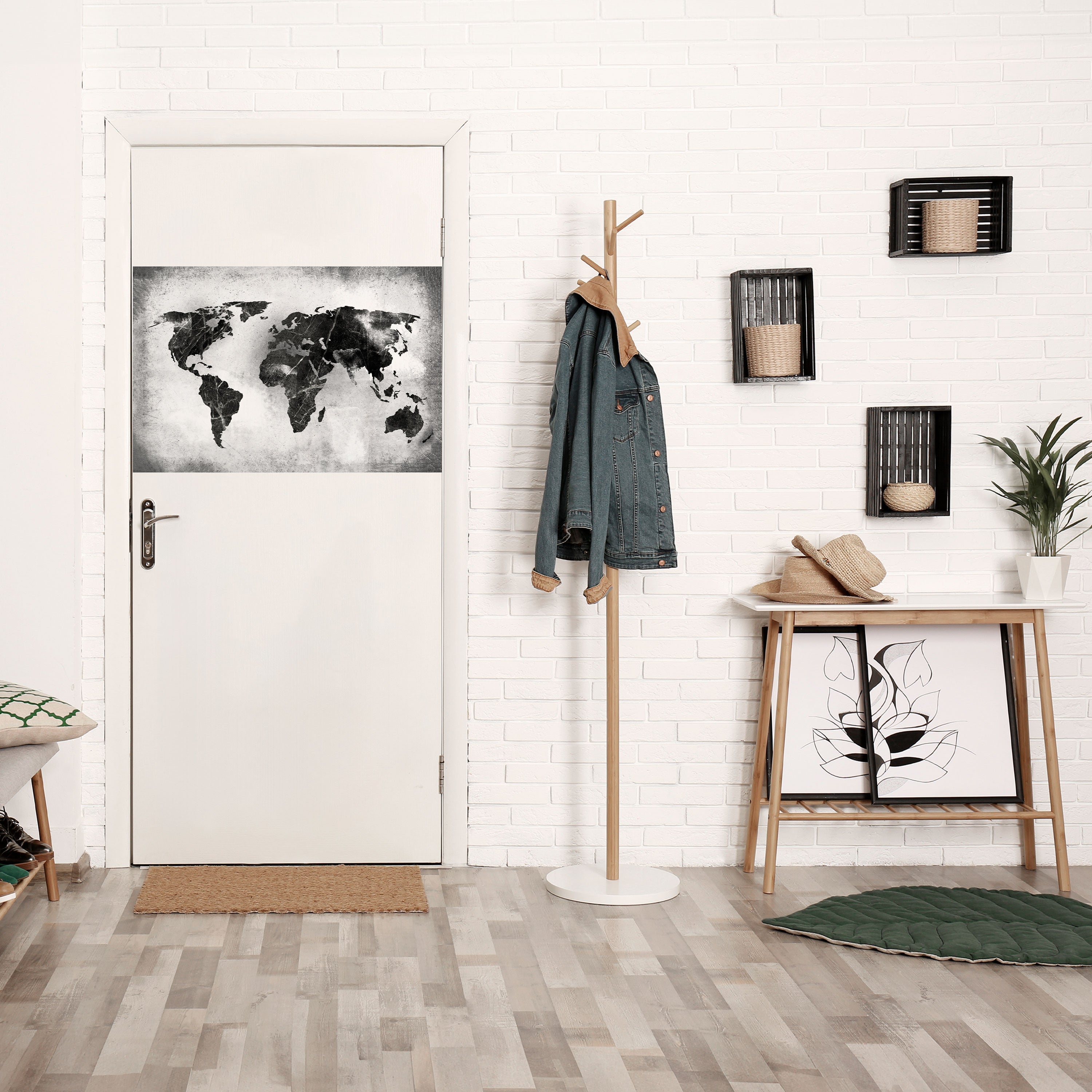 SHADOWED CONTINENTS Peel and Stick Horizontal Poster