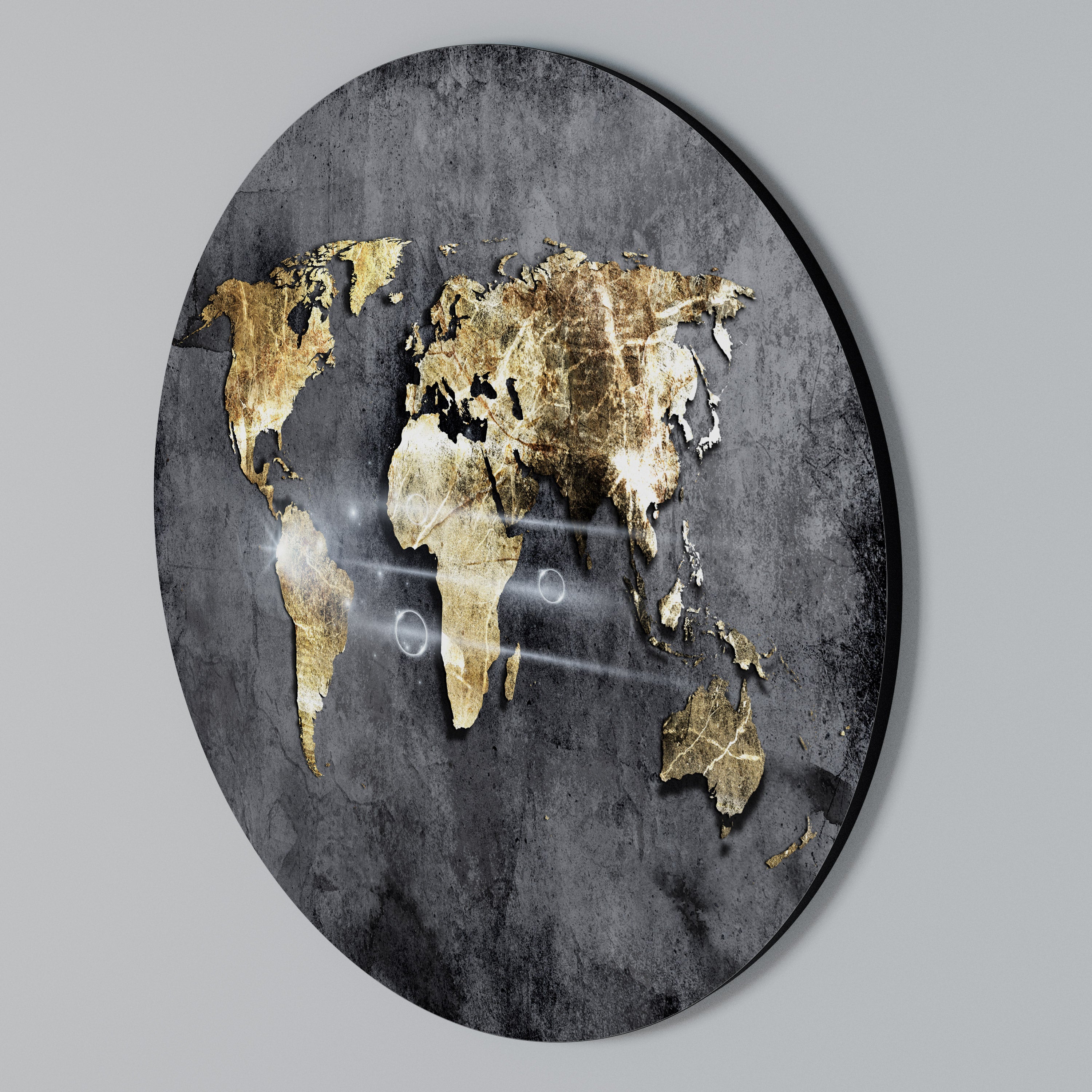 SHIMMERING EARTH MAP Arte de Parede Redonda