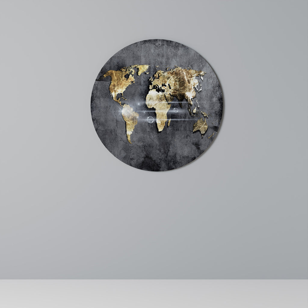 SHIMMERING EARTH MAP Quadro Redondo Decorativo