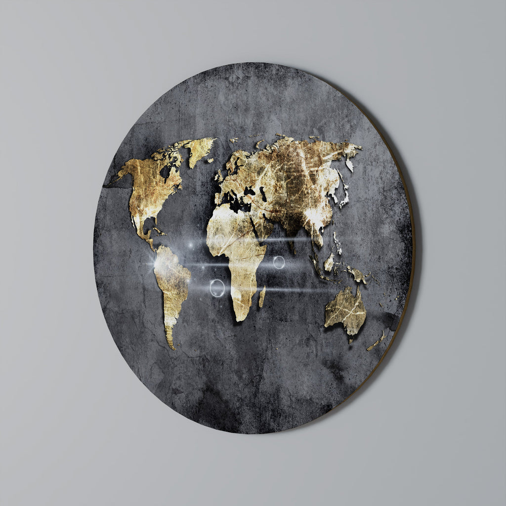SHIMMERING EARTH MAP Quadro Redondo Decorativo