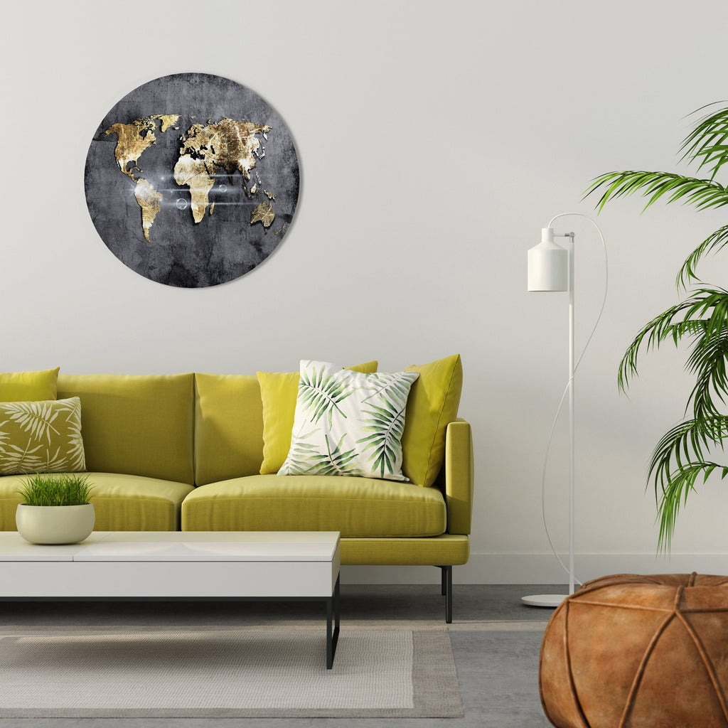 SHIMMERING EARTH MAP Quadro Redondo Decorativo