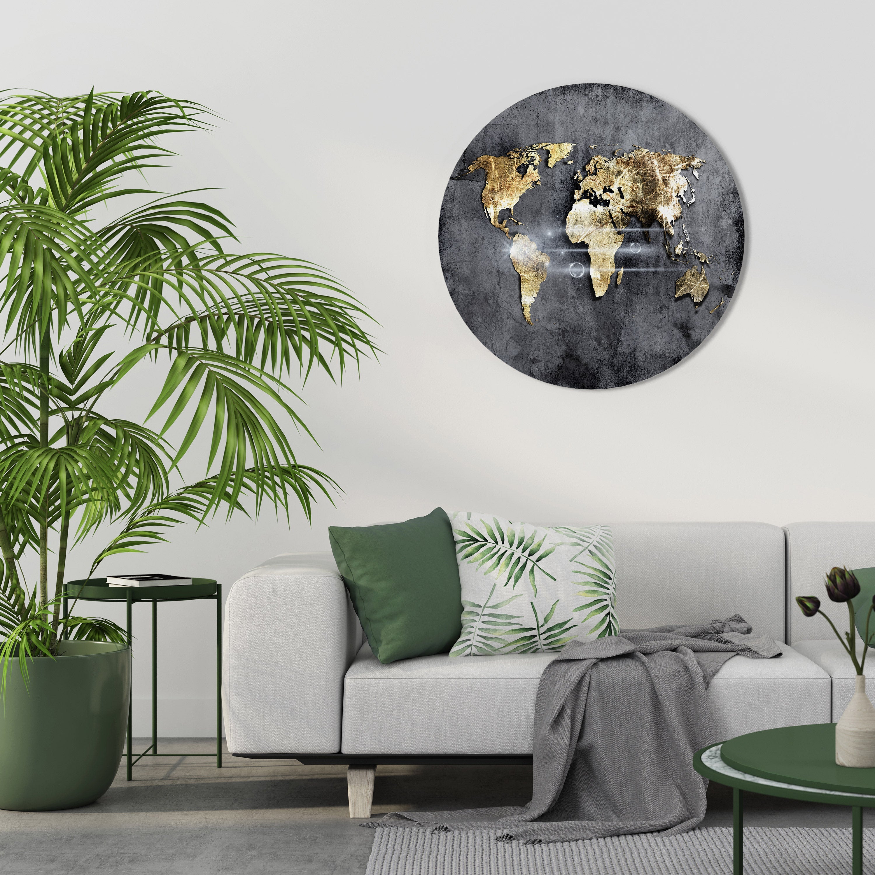 SHIMMERING EARTH MAP Quadro Redondo Decorativo