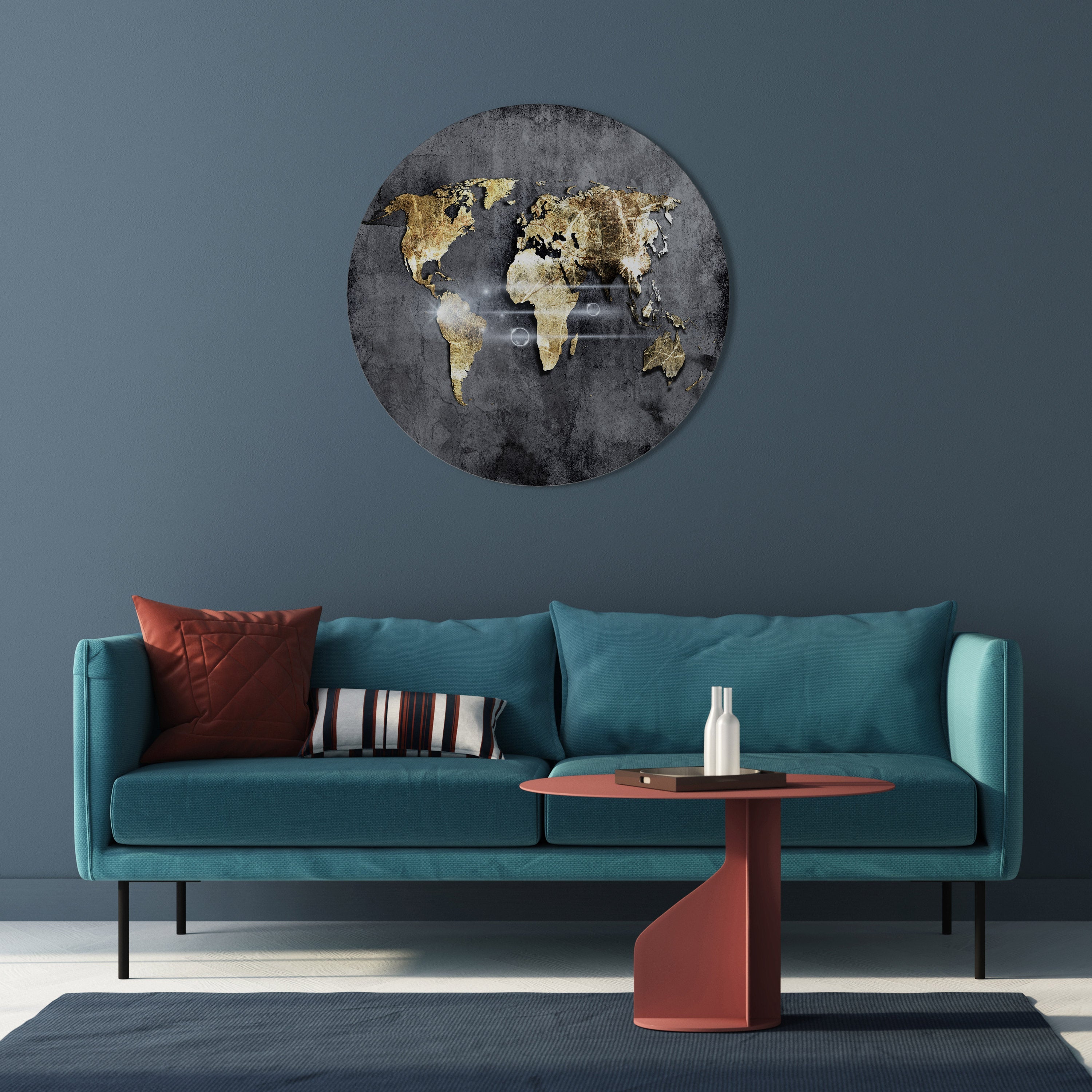 SHIMMERING EARTH MAP Quadro Redondo Decorativo