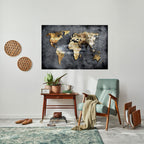 SHIMMERING EARTH MAP Peel and Stick Horizontal Poster