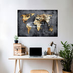 SHIMMERING EARTH MAP Peel and Stick Horizontal Poster