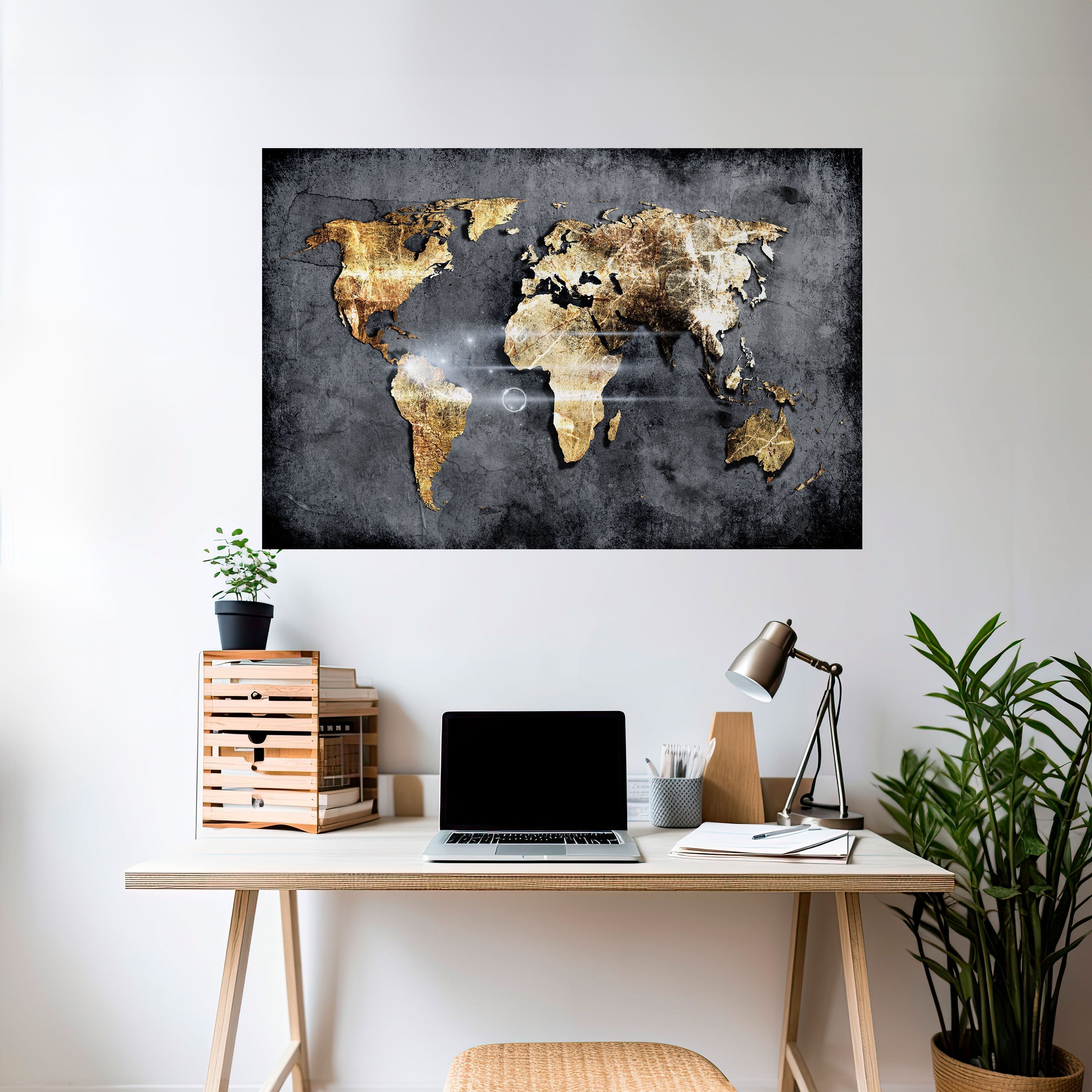 SHIMMERING EARTH MAP Peel and Stick Horizontal Poster