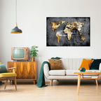 SHIMMERING EARTH MAP Peel and Stick Horizontal Poster
