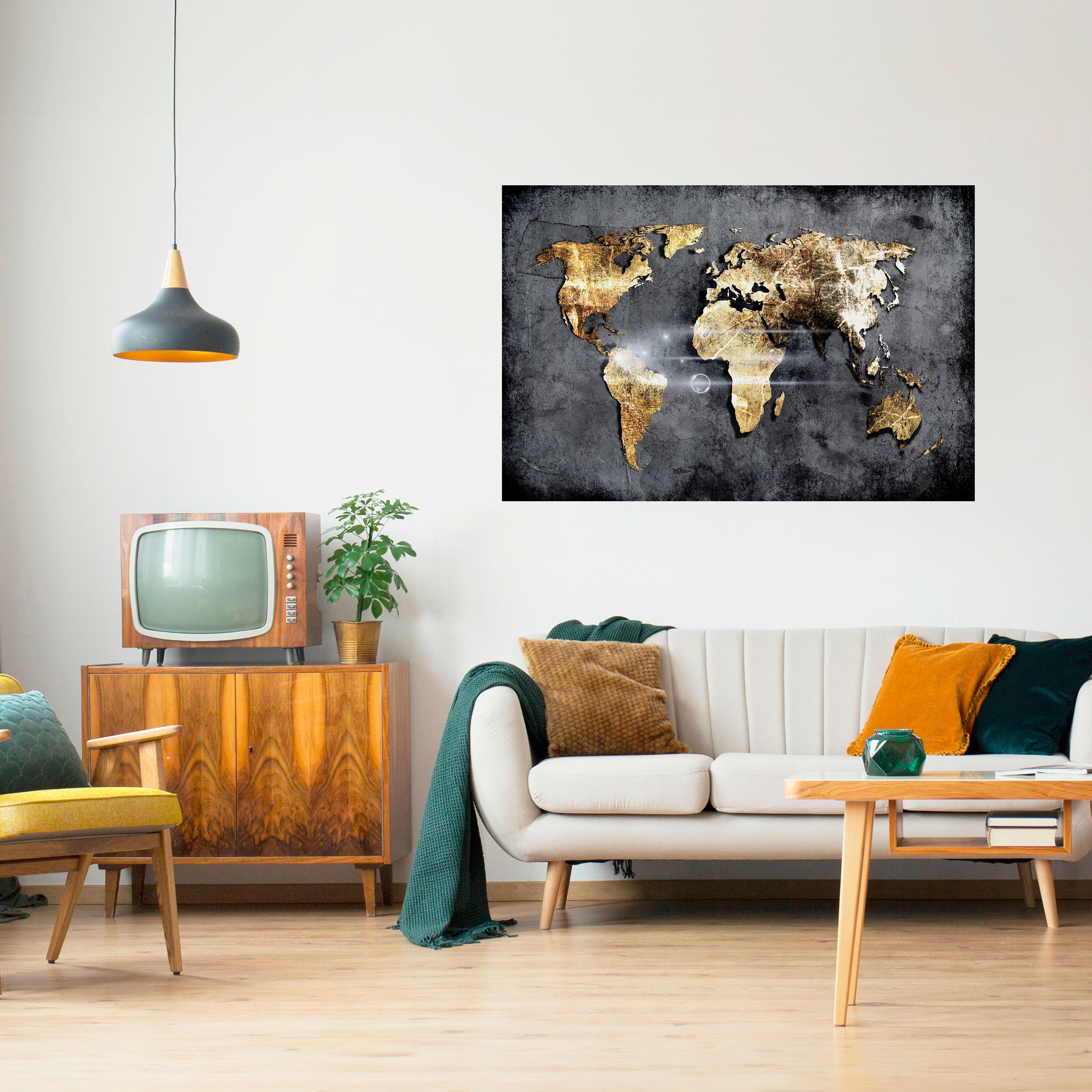 SHIMMERING EARTH MAP Peel and Stick Horizontal Poster