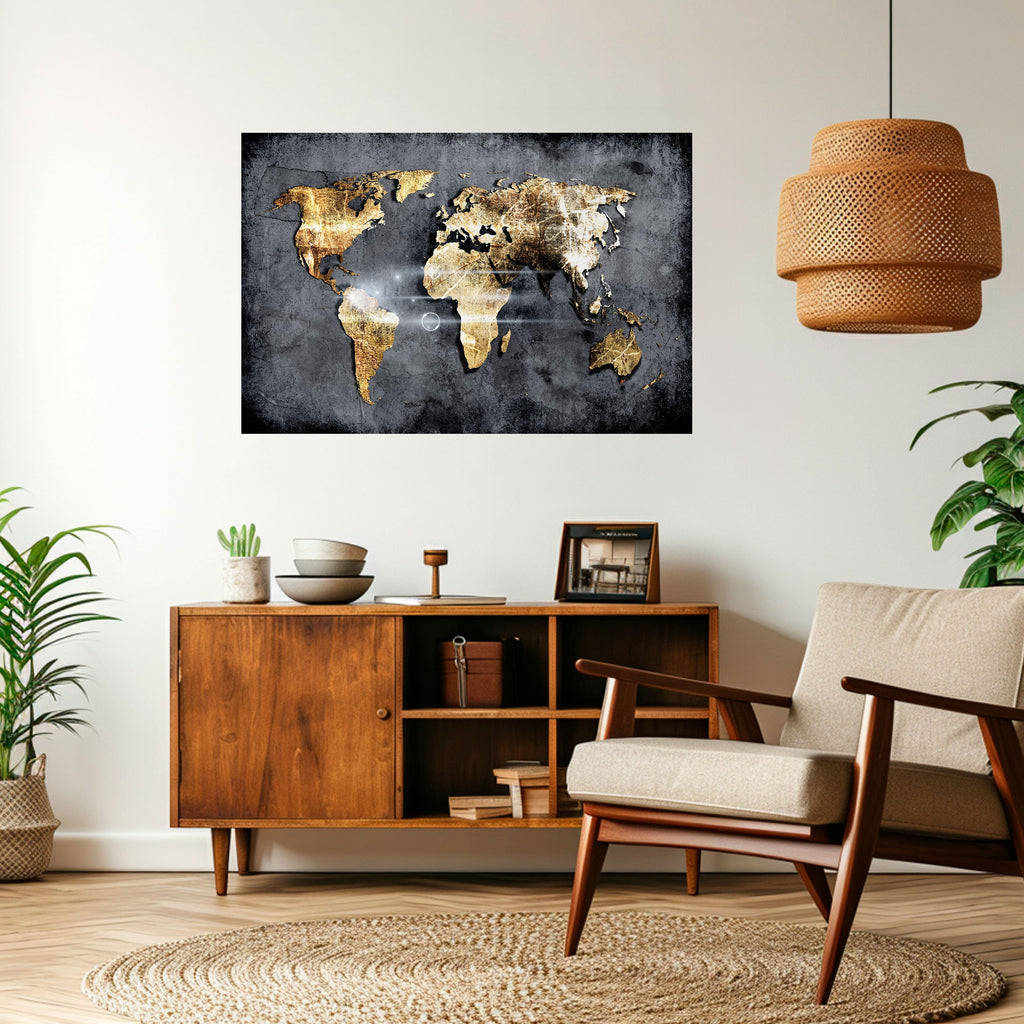 SHIMMERING EARTH MAP Peel and Stick Horizontal Poster