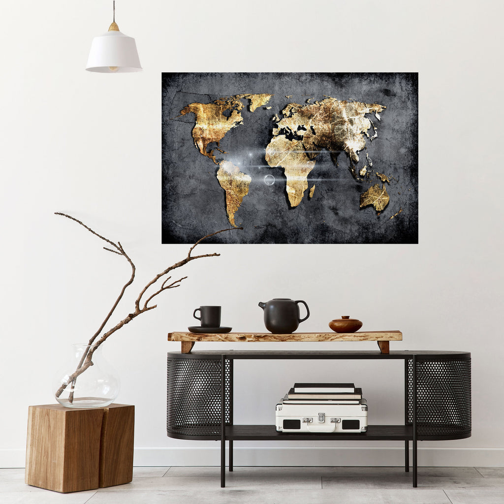 SHIMMERING EARTH MAP Peel and Stick Horizontal Poster