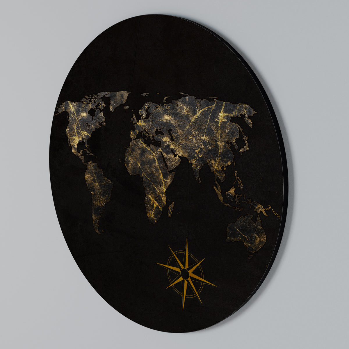 GOLDEN GEOGRAPHY Arte de Parede Redonda