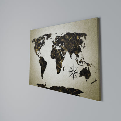 GOLDEN LINES GLOBE Horizontal Canvas Print