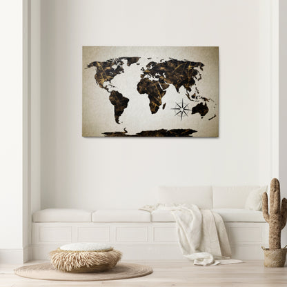 GOLDEN LINES GLOBE Horizontal Canvas Print
