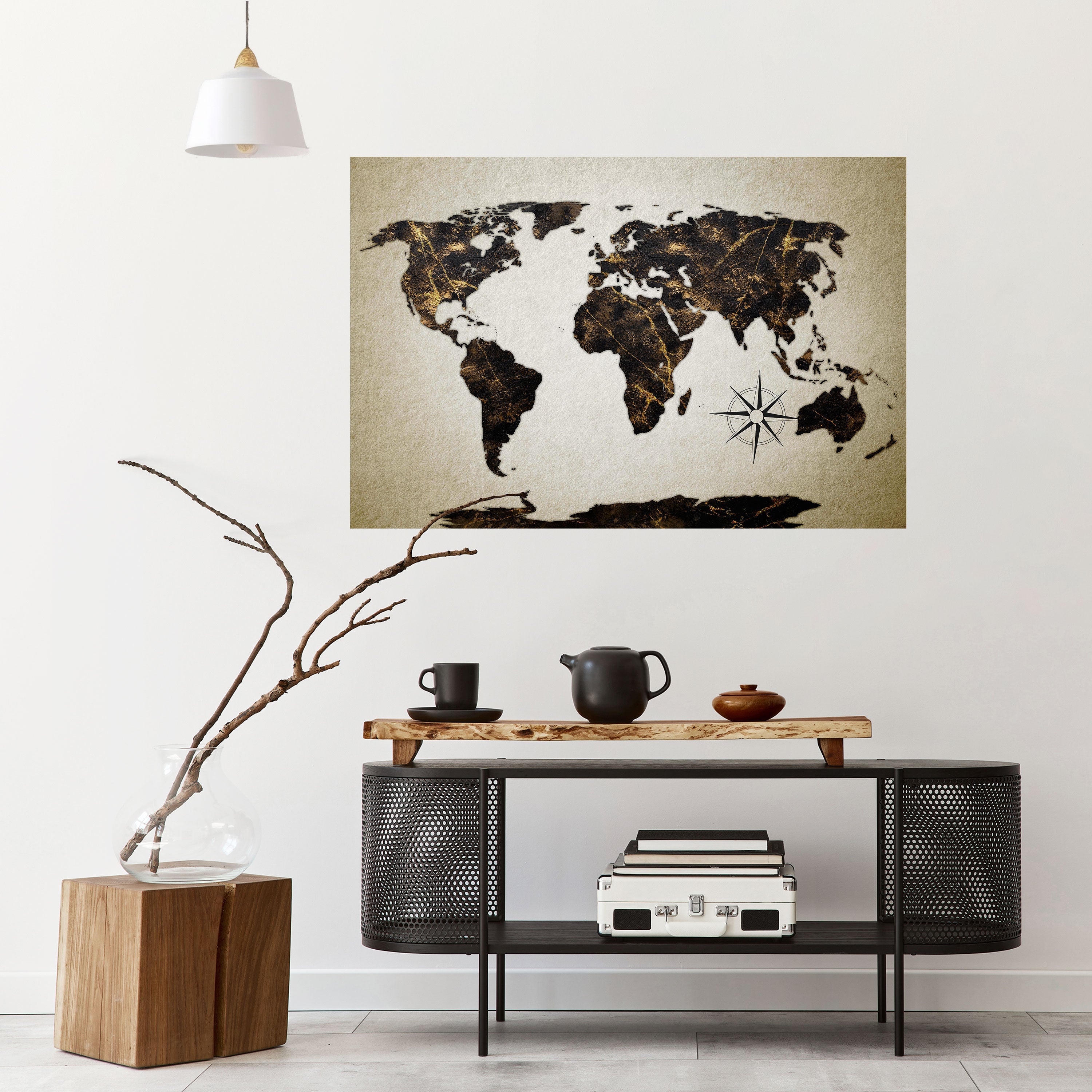 GOLDEN LINES GLOBE Peel and Stick Horizontal Poster