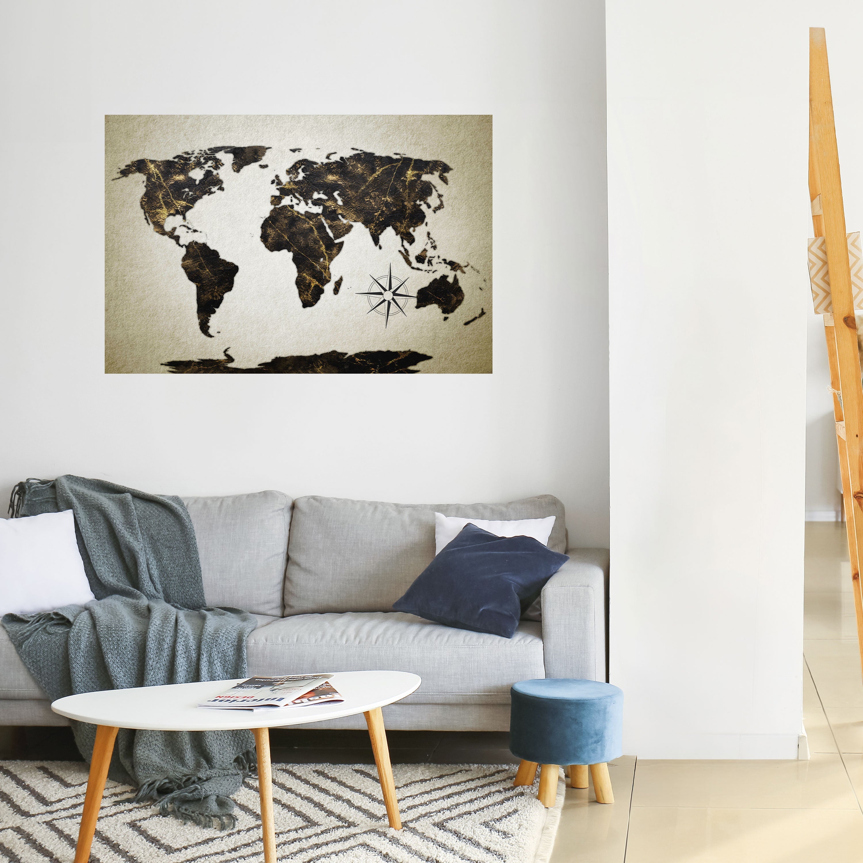 GOLDEN LINES GLOBE Peel and Stick Horizontal Poster