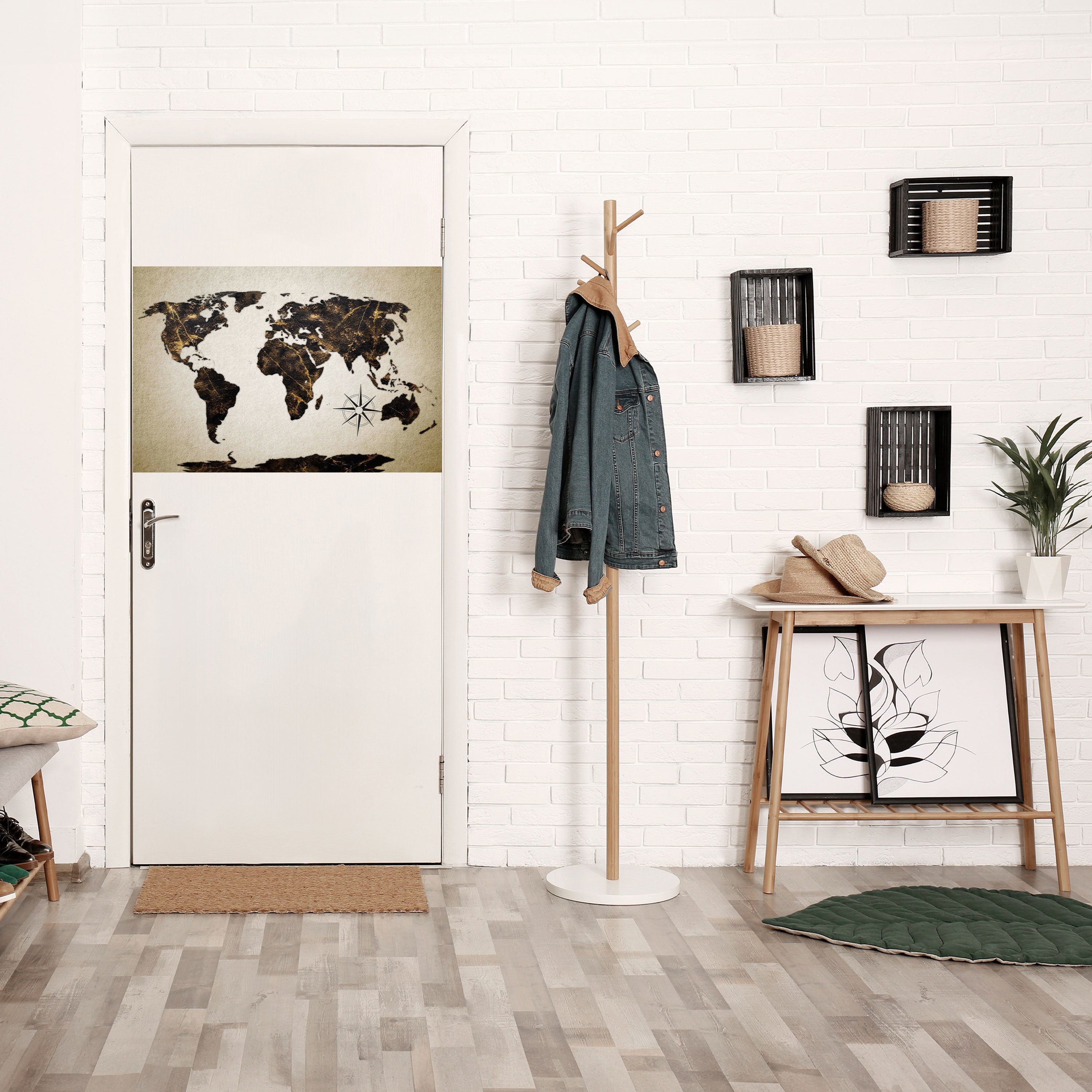 GOLDEN LINES GLOBE Peel and Stick Horizontal Poster