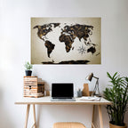 GOLDEN LINES GLOBE Peel and Stick Horizontal Poster