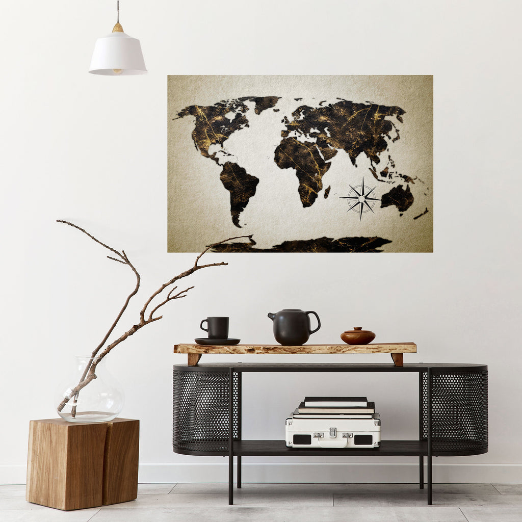 GOLDEN LINES GLOBE Peel and Stick Horizontal Poster