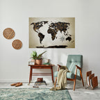 GOLDEN LINES GLOBE Peel and Stick Horizontal Poster
