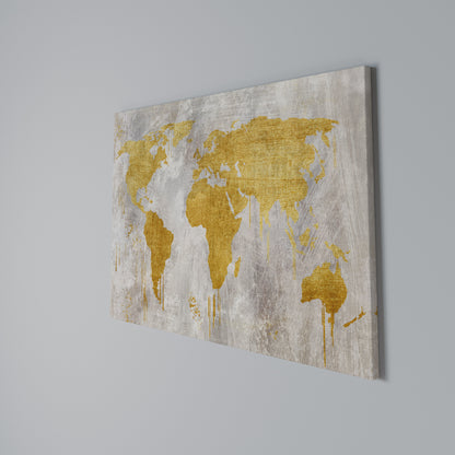 METALLIC WORLDVIEW MAP Horizontal Canvas Print