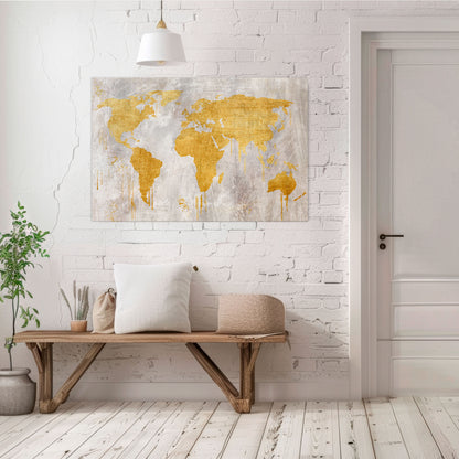 METALLIC WORLDVIEW MAP Horizontal Canvas Print