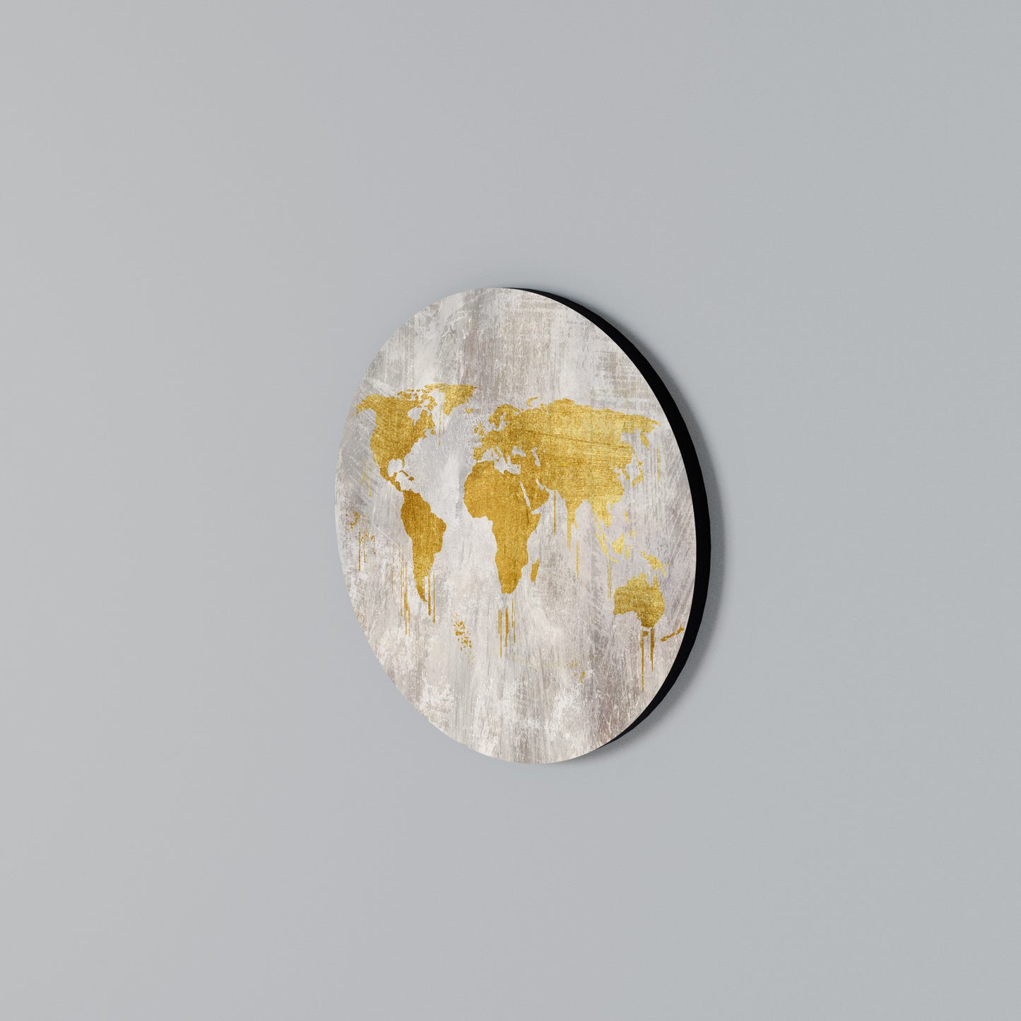 METALLIC WORLDVIEW MAP Arte de Parede Redonda