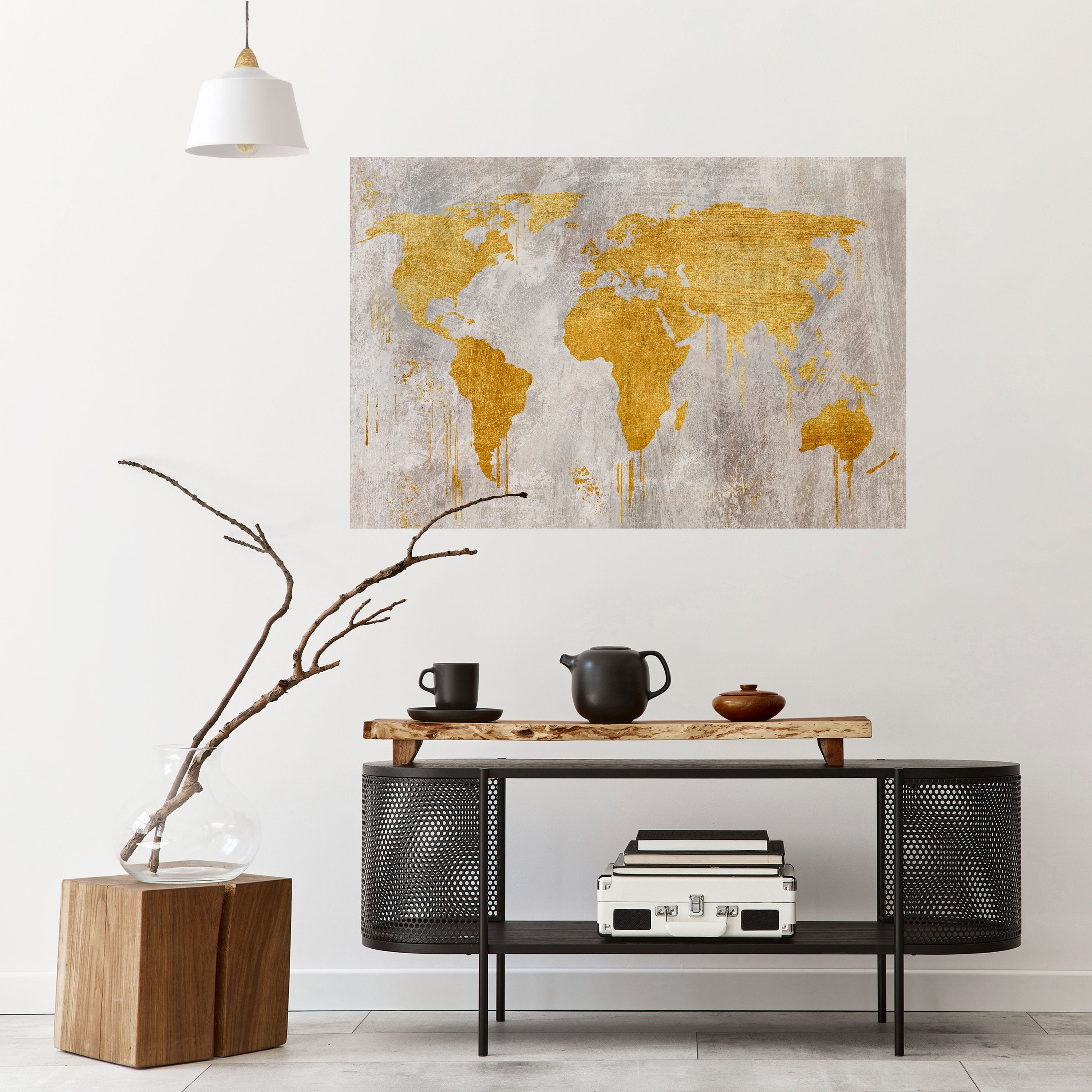METALLIC WORLDVIEW MAP Peel and Stick Horizontal Poster