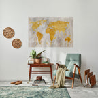 METALLIC WORLDVIEW MAP Peel and Stick Horizontal Poster