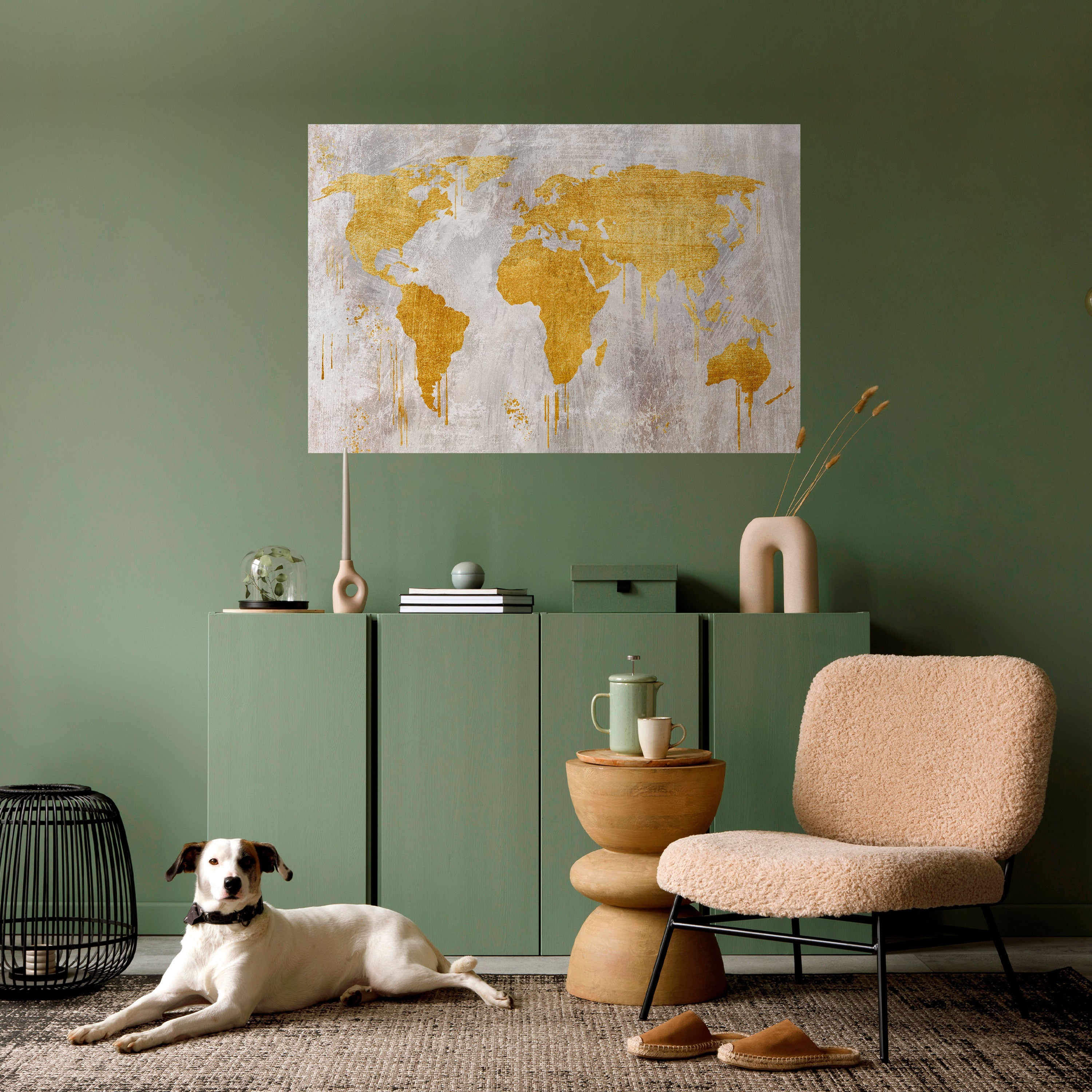 METALLIC WORLDVIEW MAP Peel and Stick Horizontal Poster