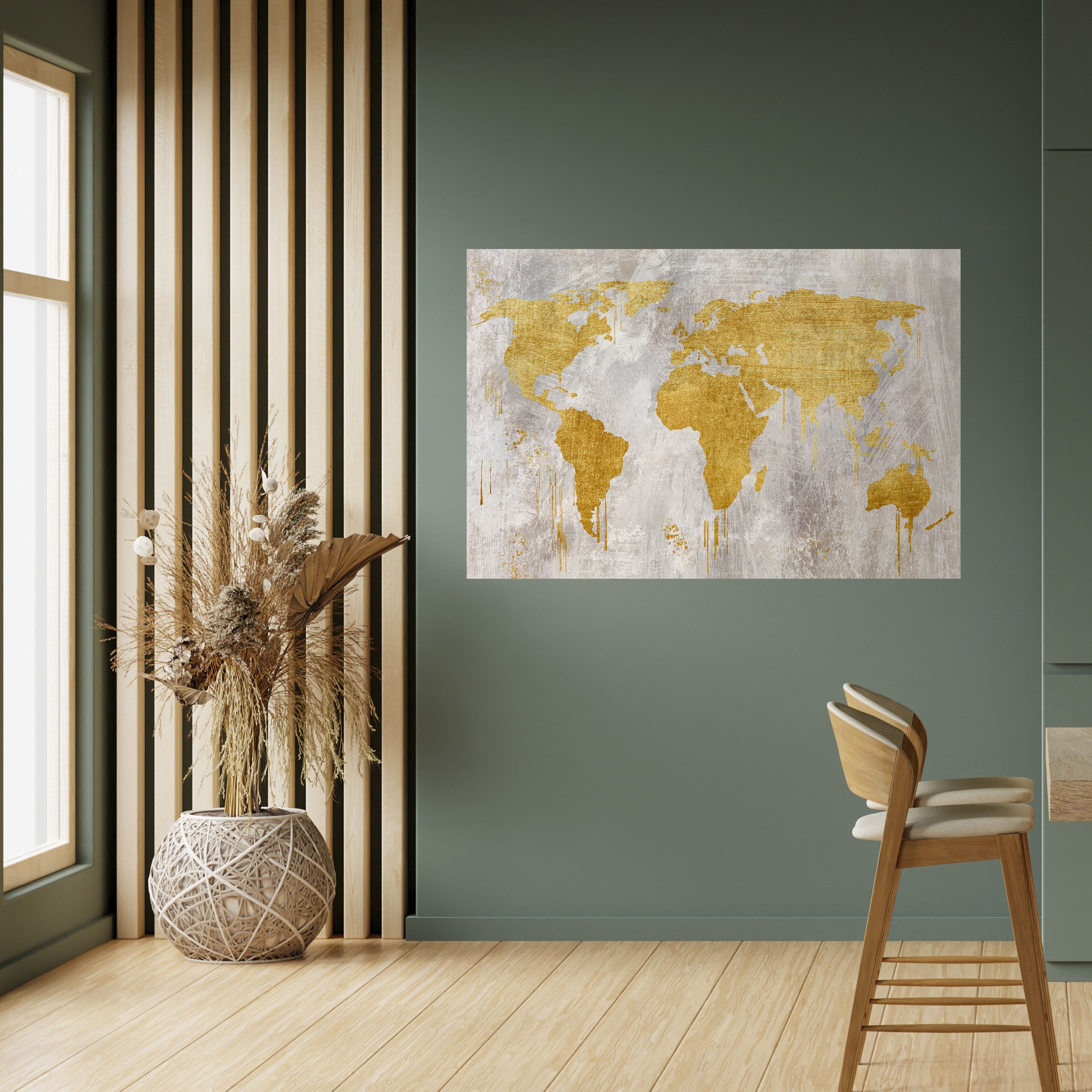 METALLIC WORLDVIEW MAP Peel and Stick Horizontal Poster