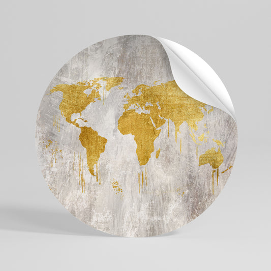 METALLIC WORLDVIEW MAP Autocolante Redondo Removível