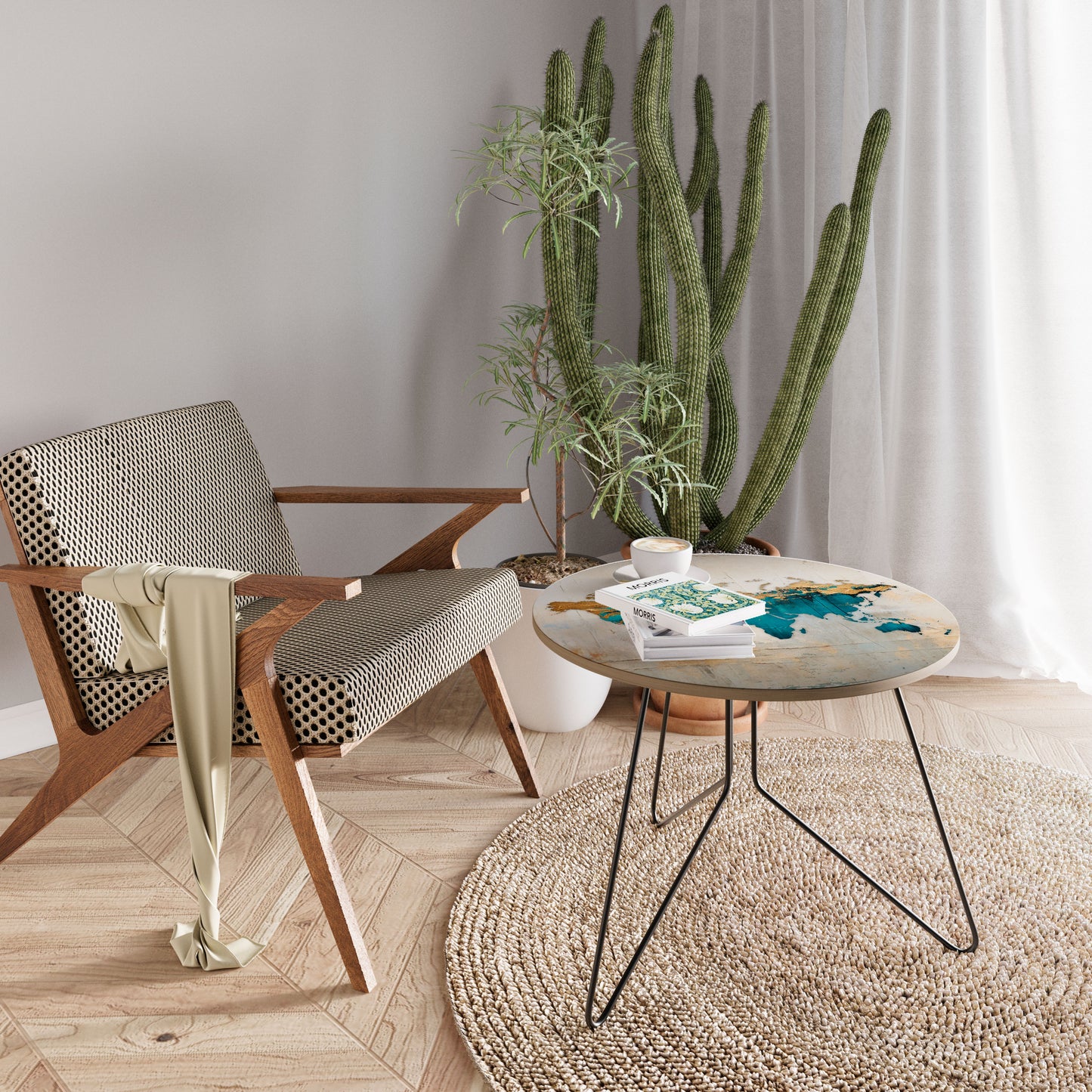 AZURE GILDED MAP Coffee Table