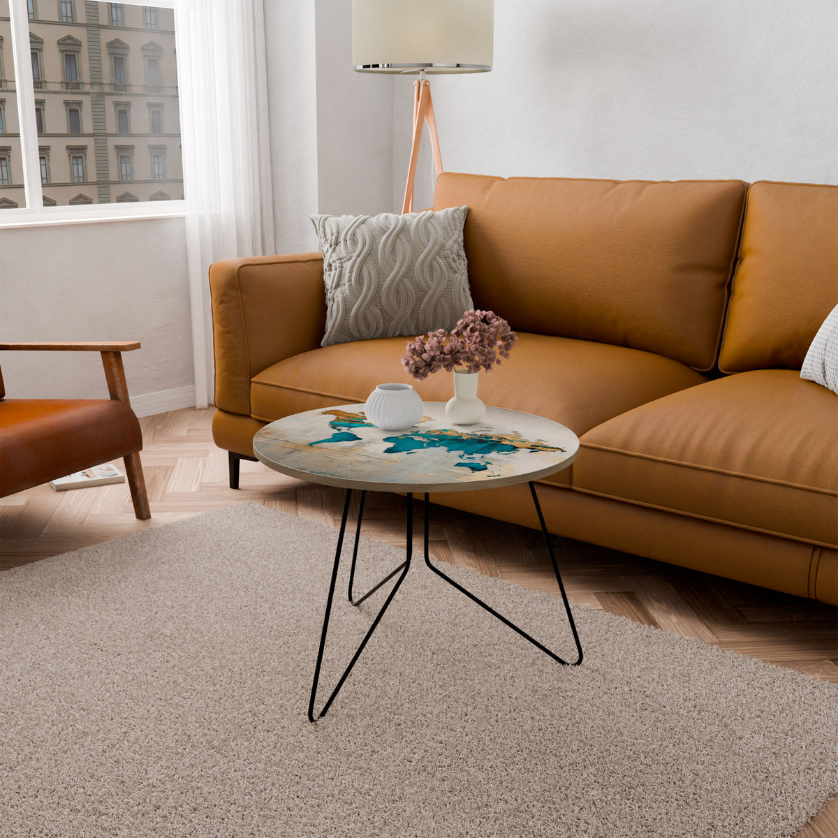 AZURE GILDED MAP Coffee Table