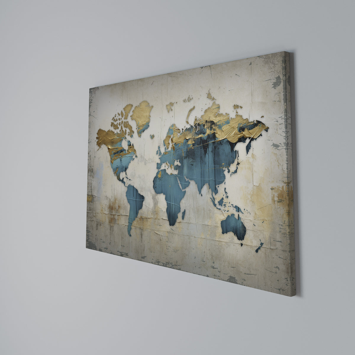 AZURE GILDED MAP Horizontal Canvas Print