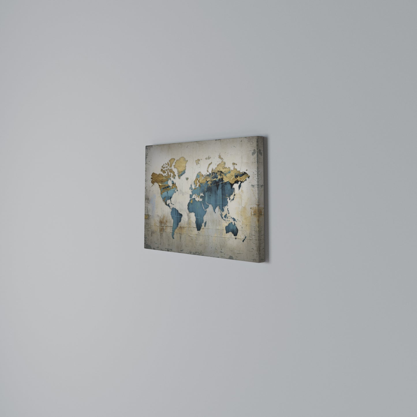 AZURE GILDED MAP Horizontal Canvas Print