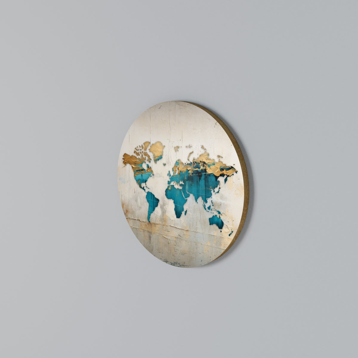 Round Wall Art – AZURE GILDED MAP