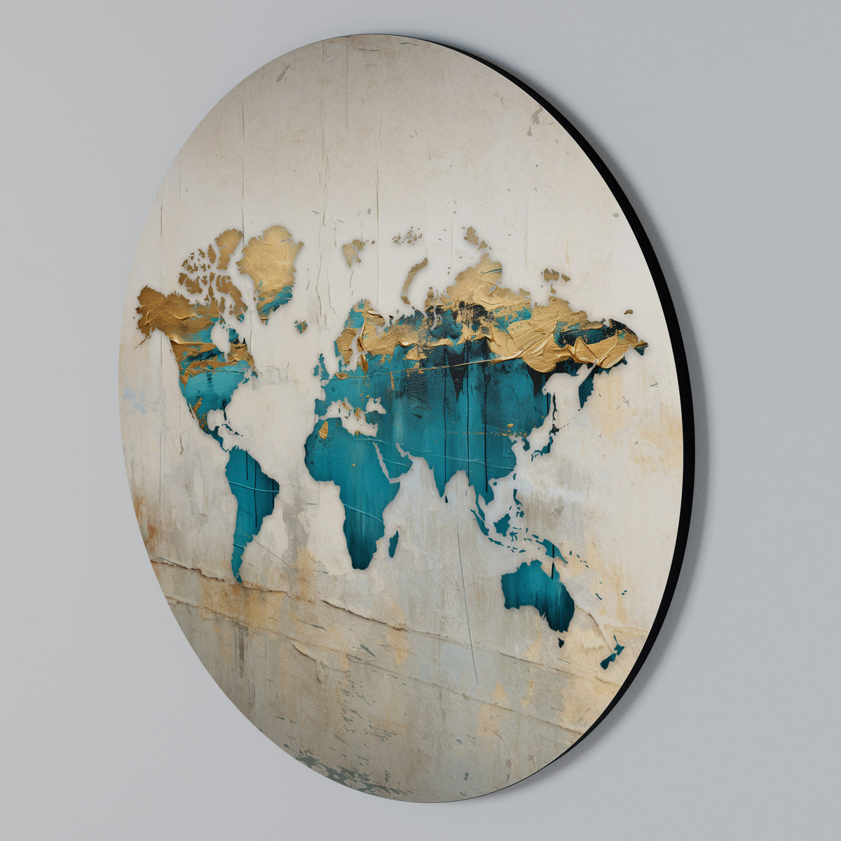 Round Wall Art – AZURE GILDED MAP