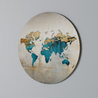 AZURE GILDED MAP Round Wall Art