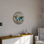 AZURE GILDED MAP Round Wall Art