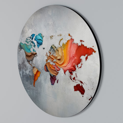 PAINTED CONTINENTS Arte de Parede Redonda