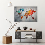 PAINTED CONTINENTS Peel and Stick Horizontal Poster