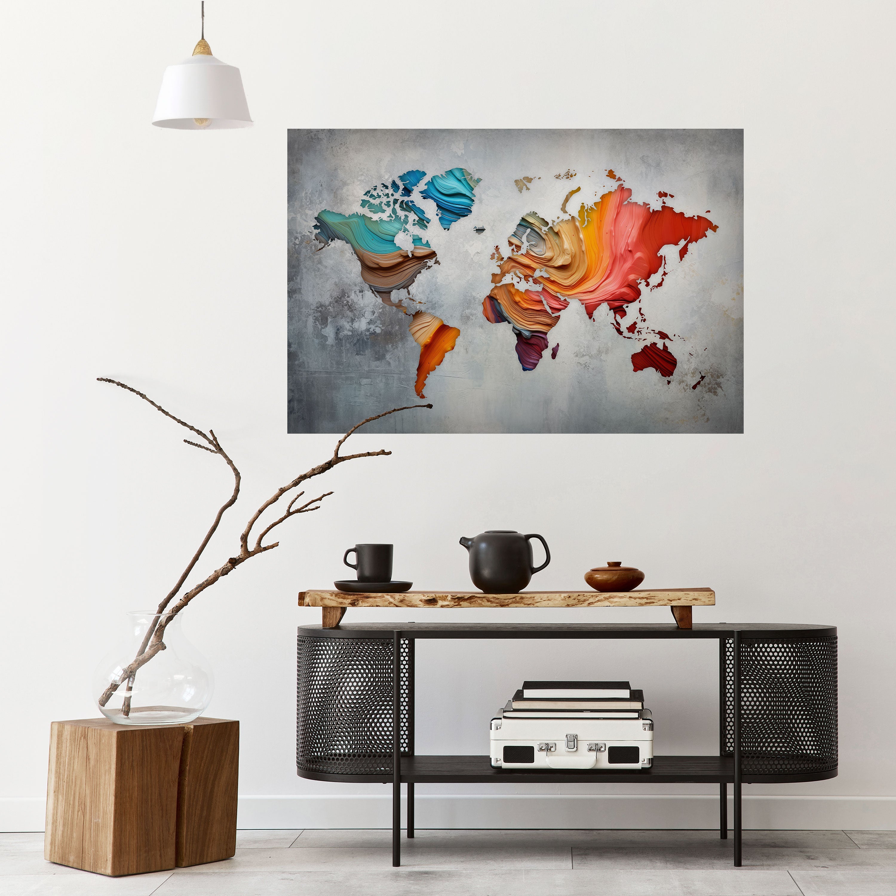 PAINTED CONTINENTS Peel and Stick Horizontal Poster