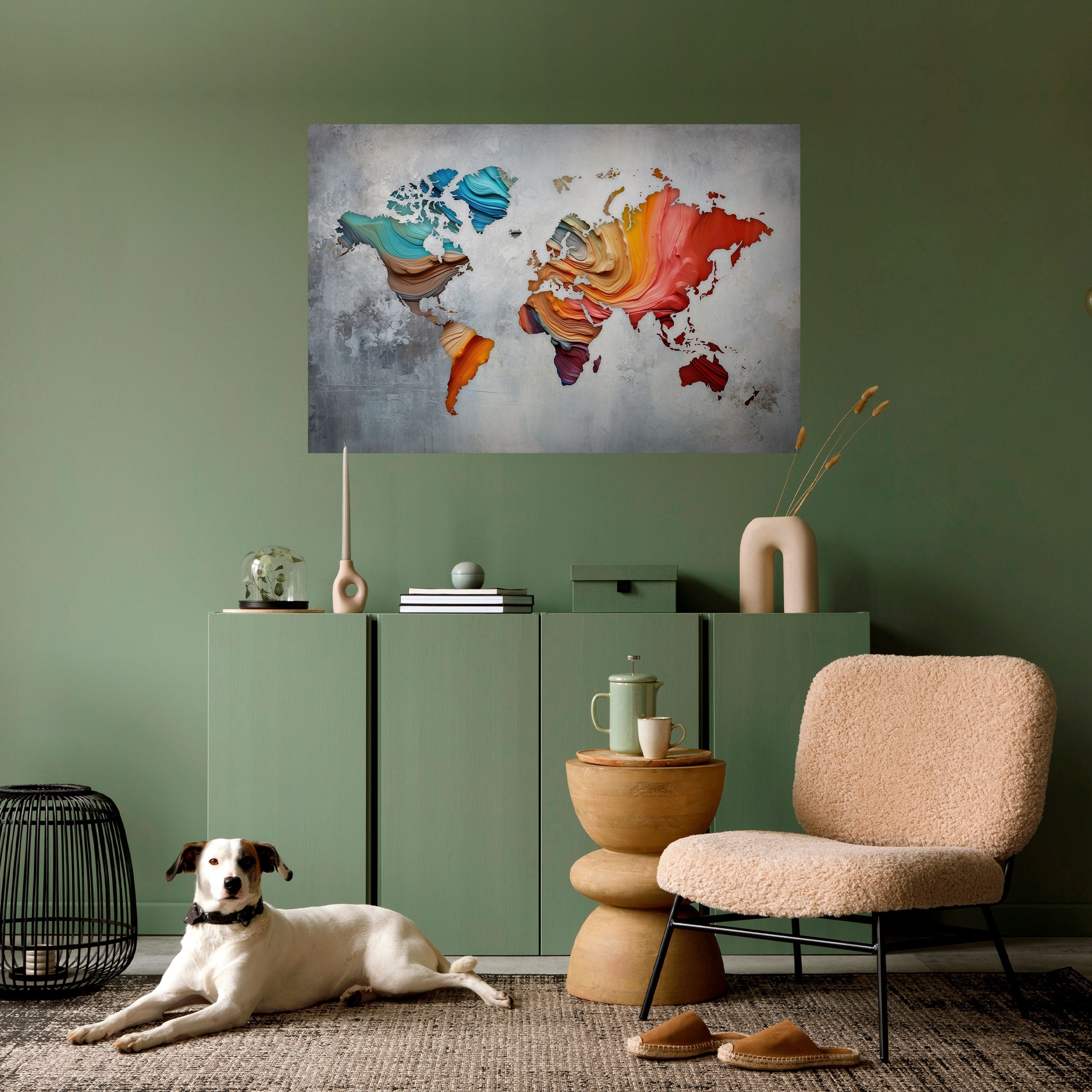 PAINTED CONTINENTS Peel and Stick Horizontal Poster