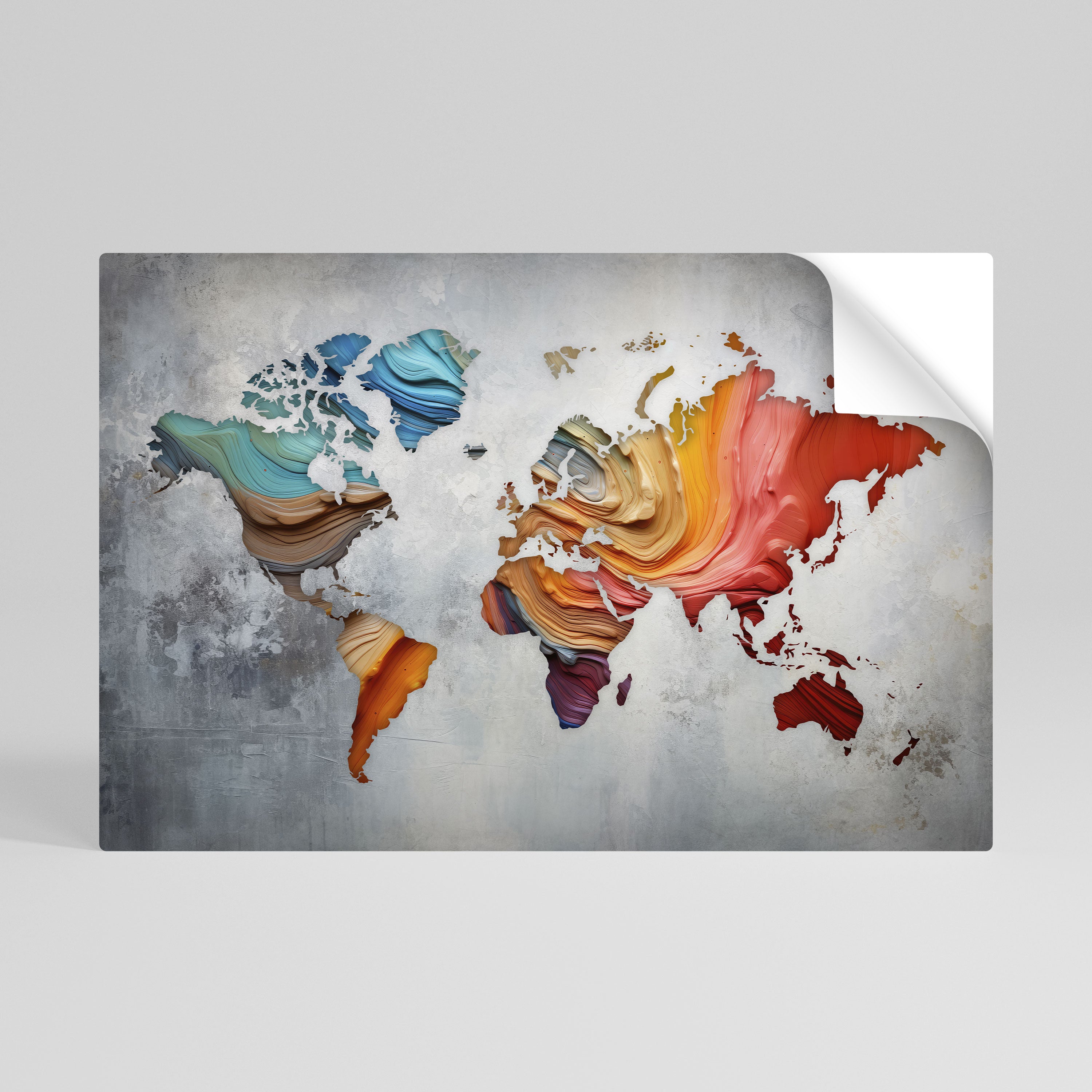 PAINTED CONTINENTS Póster Autocolante Horizontal