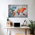 PAINTED CONTINENTS Peel and Stick Horizontal Poster